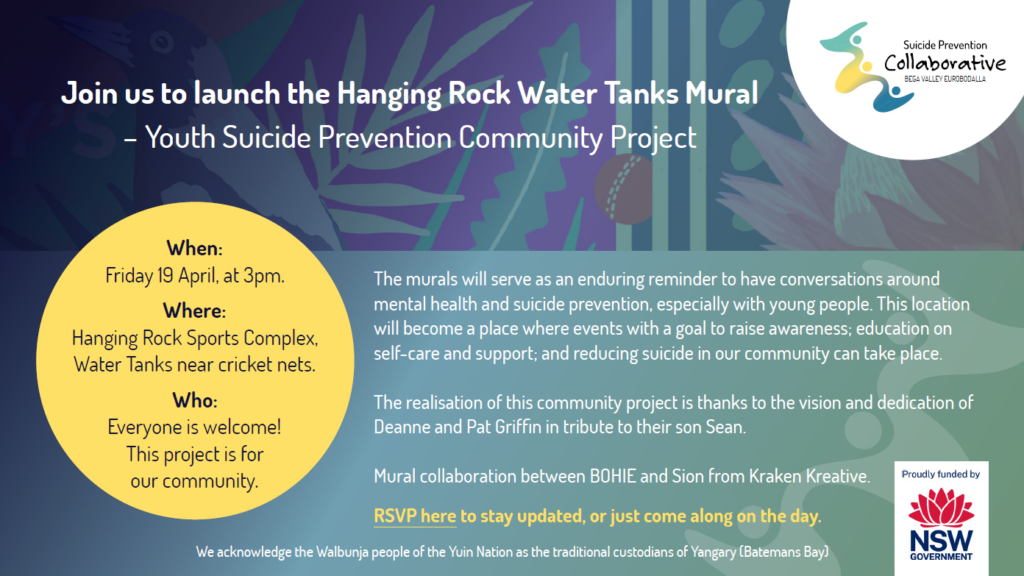 Launch of the Hanging Rock Water Tanks Mural Project, Batemans Bay NSW